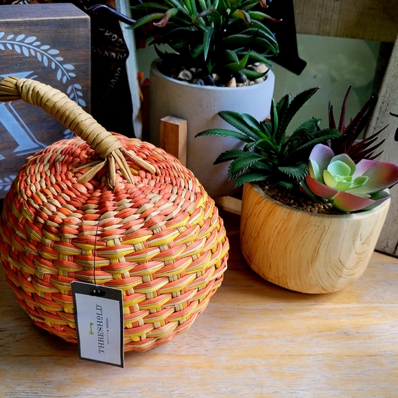Threshold Straw Decorative 6" Rattan Pumpkin - Picture 1 of 14